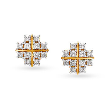 Geometric 12 Stone Gold Stud Earrings for Kids