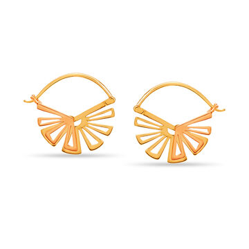 18 KT Yellow and Rose Gold Abstract Flower Hoop Earrings