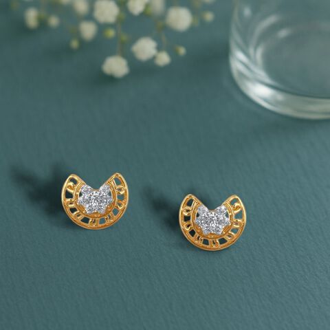 Celestial Curve Diamond Stud Earrings