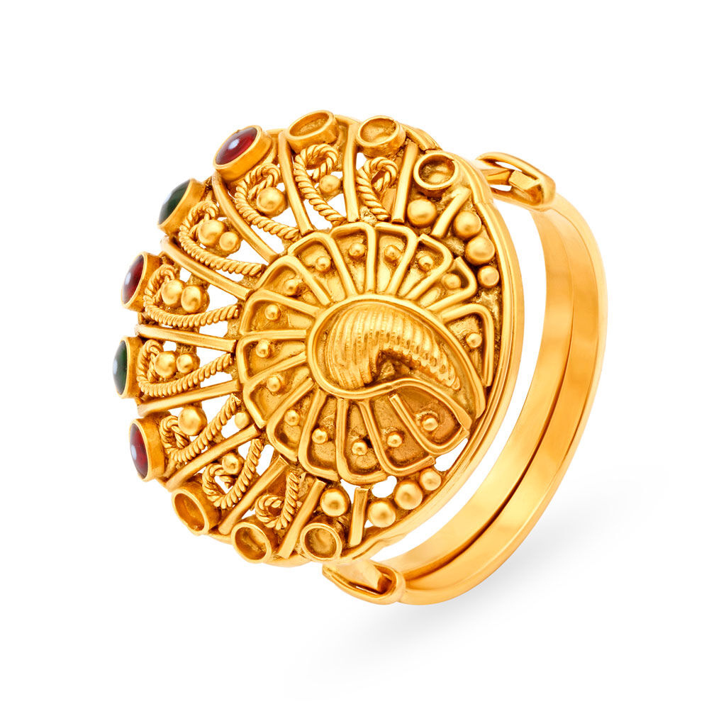 Palatial Yellow Gold Filigree Cocktail Ring