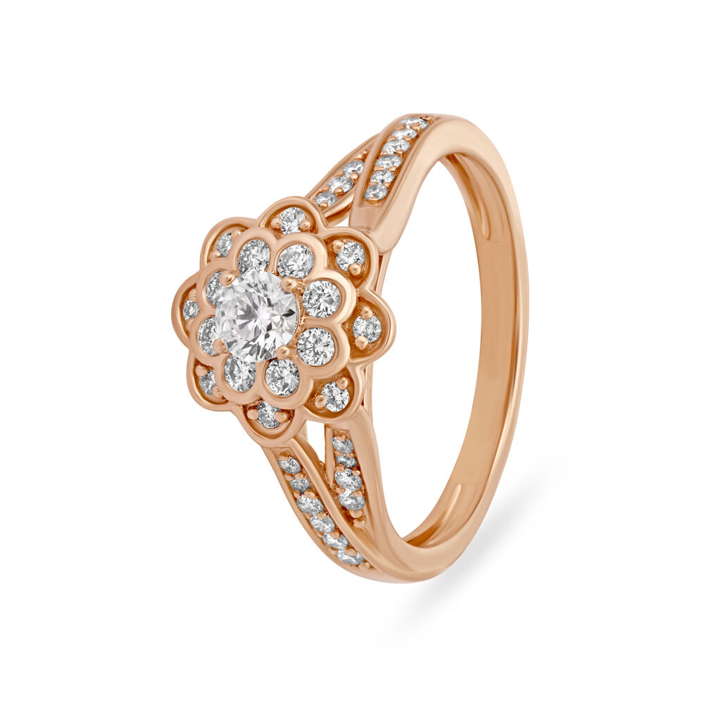 Palatial Floral Rose Gold and Diamond Ring