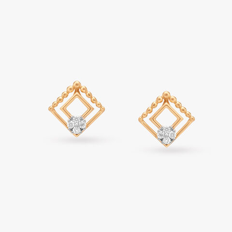 Serene Geometry Diamond Stud Earrings