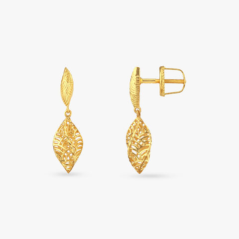 Whisper Leaf Gold Drop Earrings