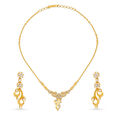 Elaborate Pendant with Chain and Earrings Set with Un-cut Diamonds,,hi-res image number null