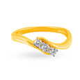Wavy Subtle Diamond and Gold Finger Ring,,hi-res image number null