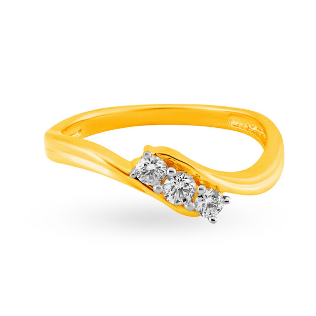 Wavy Subtle Diamond and Gold Finger Ring,,hi-res image number null