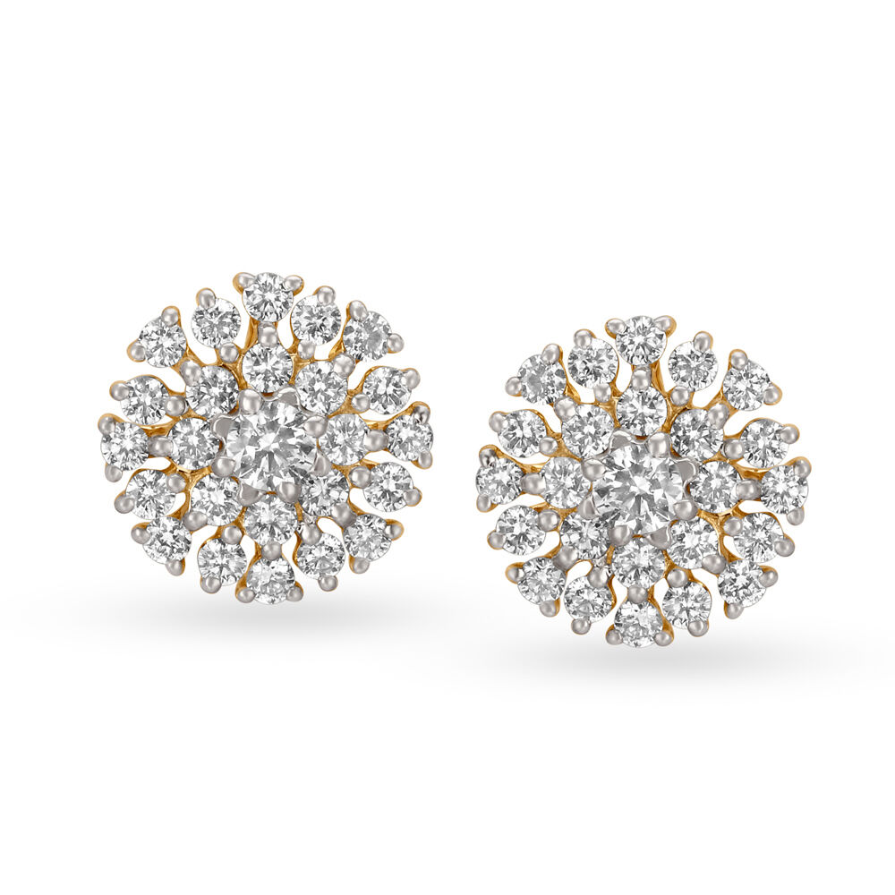 Buy White Zircon Floral Stud Earrings in Sterling Silver 1.00 ctw at ShopLC.