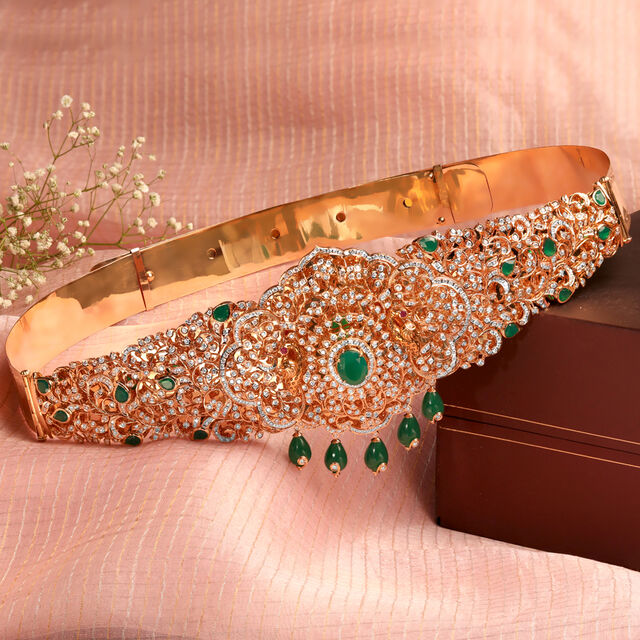 Gold Vaddanam Tanishq Vaddanam Designs Majestic Diamond Waist Belt