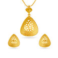 Enchanting Gold Pendant and Earrings Set,,hi-res image number null