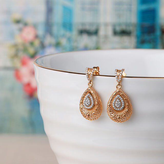 Enchanting Diamond Drop Earrings in White and Rose Gold,,hi-res image number null