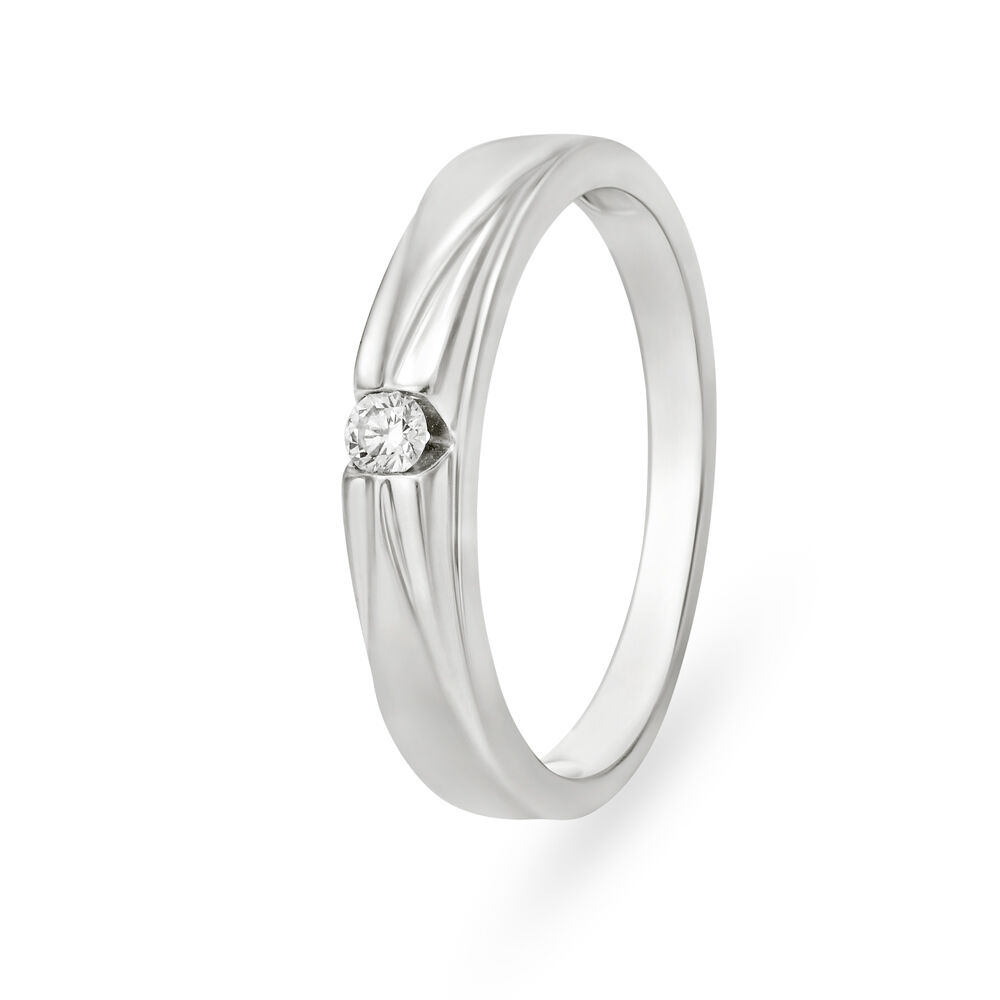 Chic Ridged Platinum and Diamond Ring