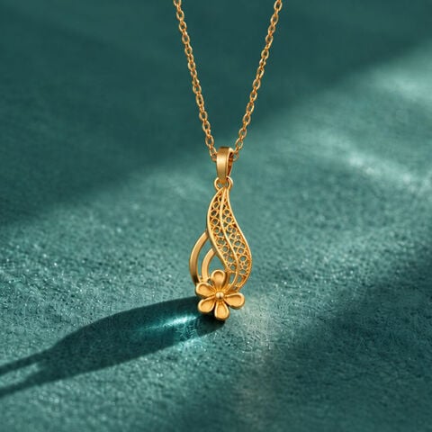 Captivating 22 Karat Yellow Gold Floral Paisley Pendant