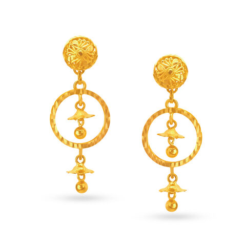 Enticing 22 Karat Yellow Gold Floral Drops