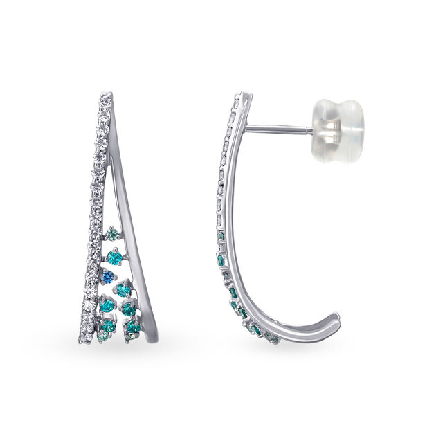 Glam 14KT White Gold Hoop Earrings,,hi-res image number null