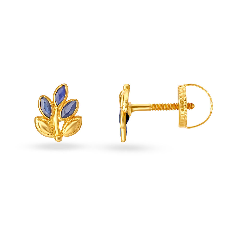 Dainty Blue Sapphire Stud Earrings