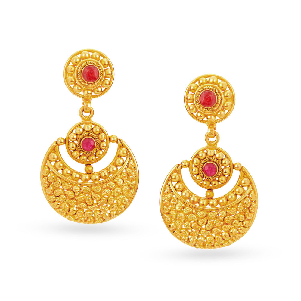 Debonair 22 Karat Gold And Ruby Stud Earrings