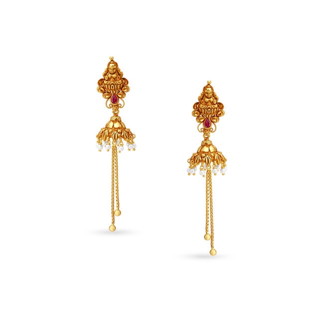 Traditional Opulent Gold Jhumka Earrings,,hi-res image number null
