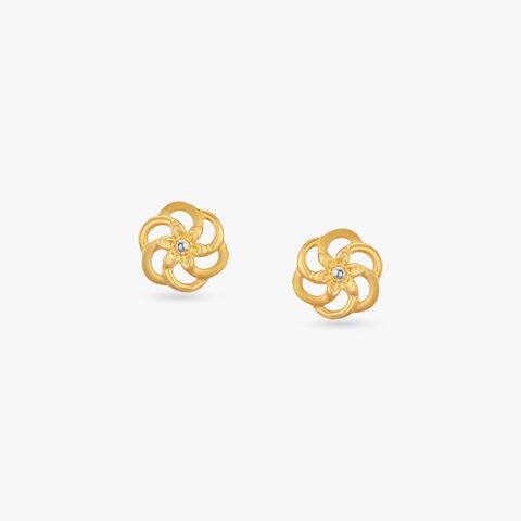 Twirl Blossom Gold Stud Earrings for Kids