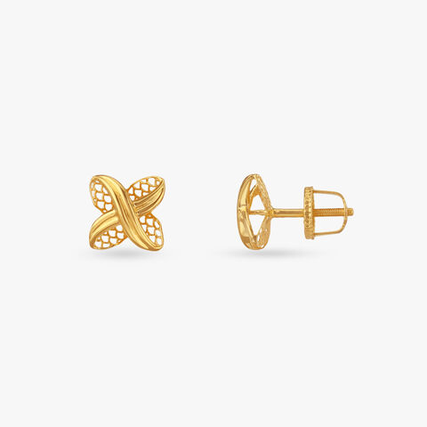 Crossover Petal Gold Stud Earrings