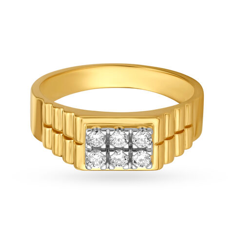 Ornate Gold and Diamond Finger Ring for Men