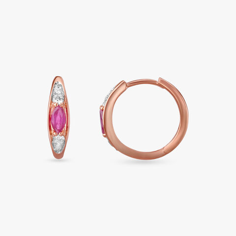 Crimson Glint Diamond Hoop Earrings