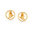 Beguiling Leaf Motif Gold Stud Earrings,,hi-res image number null