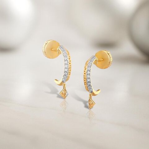 Modern Arch Diamond Hoop Earrings