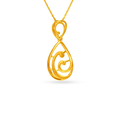 Fancy Teardrop Motif Gold Pendant