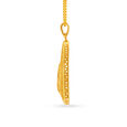 Triangular Laser Cut Floral Pattern Gold Pendant,,hi-res image number null