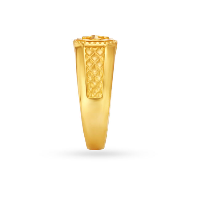 Cross Pattern Carved Gold Finger Ring For Men,,hi-res image number null