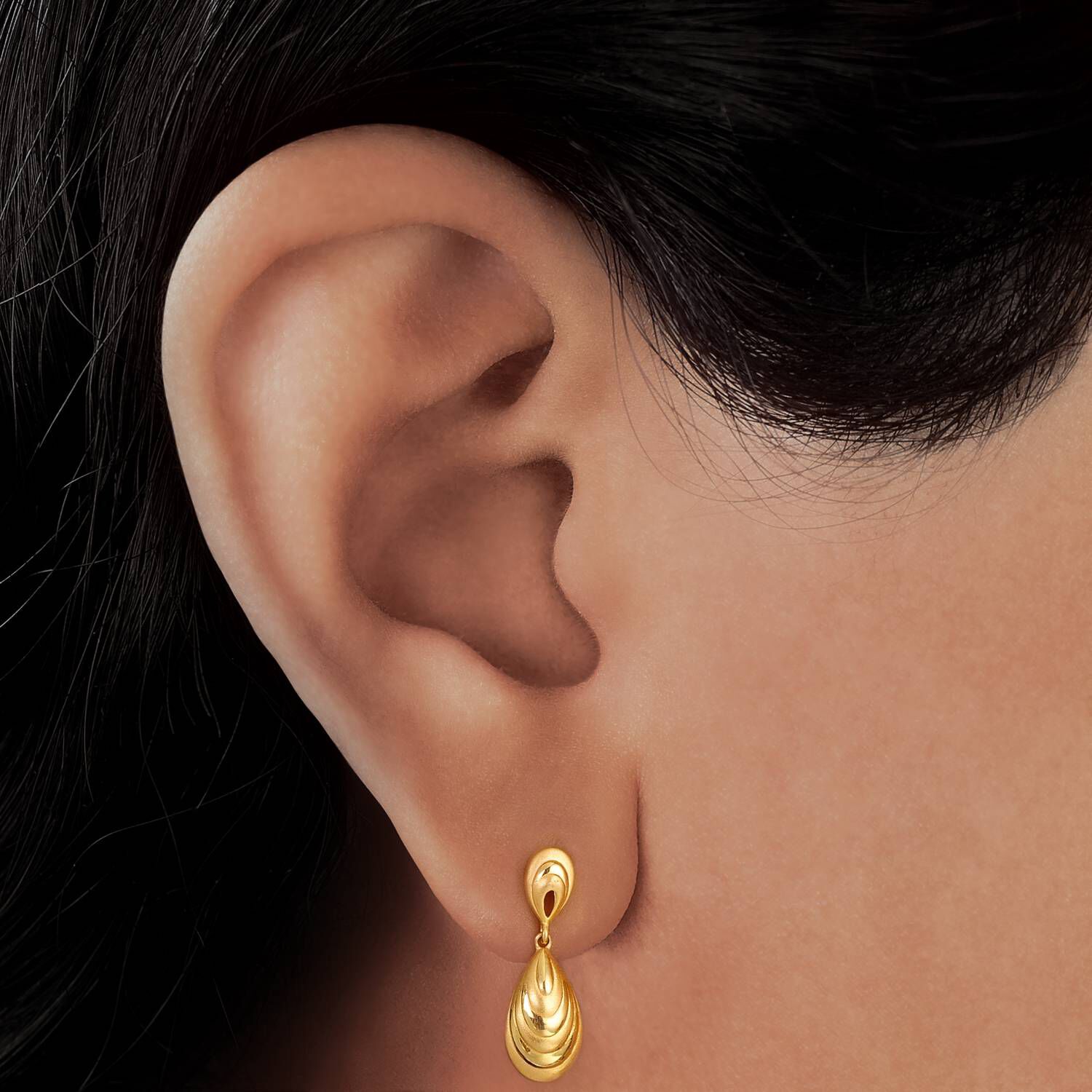 Teardrop Design Fancy Gold Drop Earrings