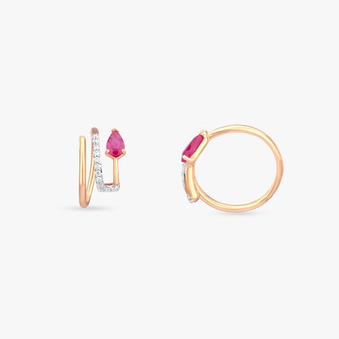 Crimson Curve Diamond Stud Earrings