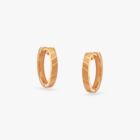Brushed Stripe Gold Hoop Earrings