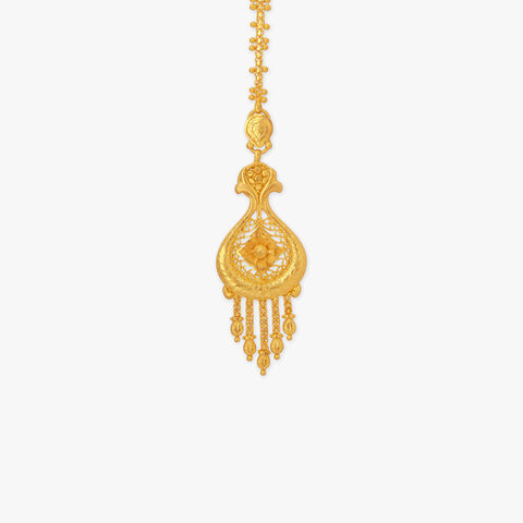 Floral Teardrop Gold Maang Tikka
