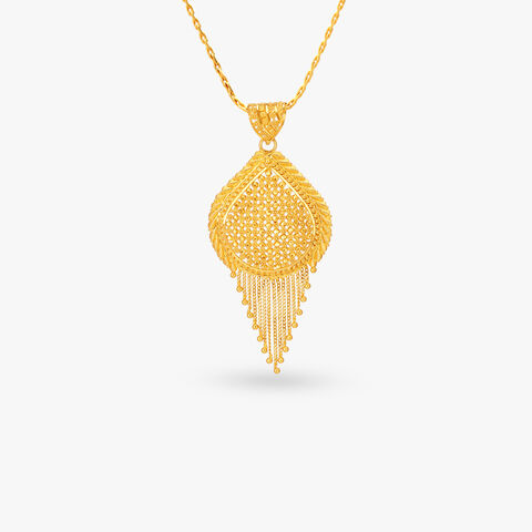 Enthralling Gold Pendant and Earrings Set