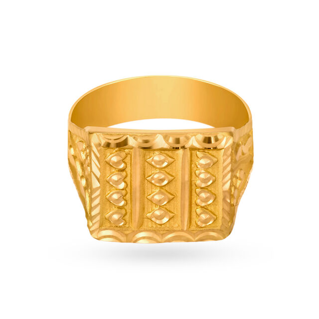 Unique 22 Karat Yellow Gold Square Finger Ring,,hi-res image number null