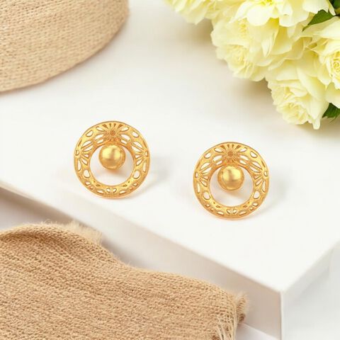 Sun Orb Gold Stud Earrings