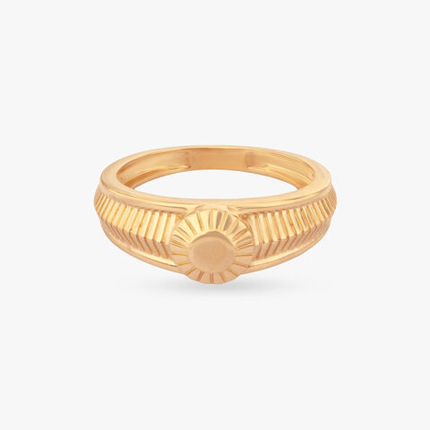 Regal Sunburst Gold Ring for Men