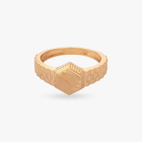 Hexagonal Grid Gold Ring for Men