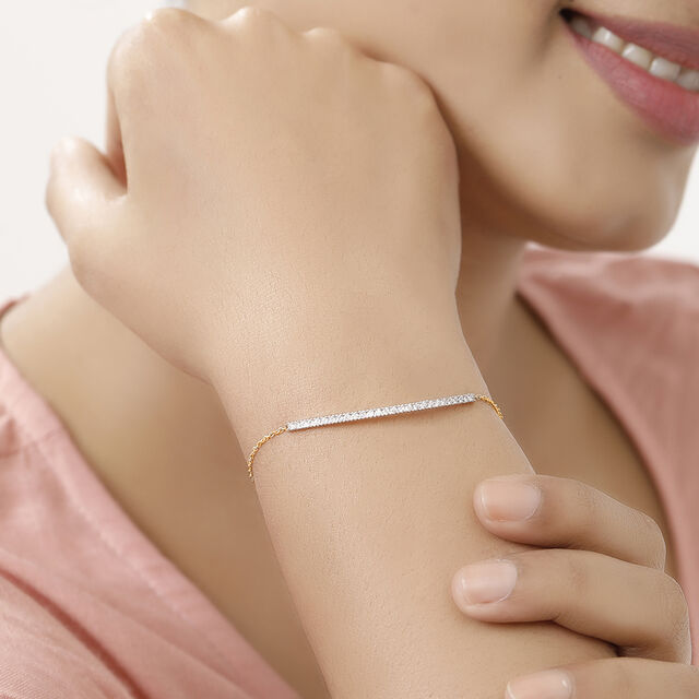 14 KT Yellow Gold Linear Diamond Bracelet,,hi-res image number null