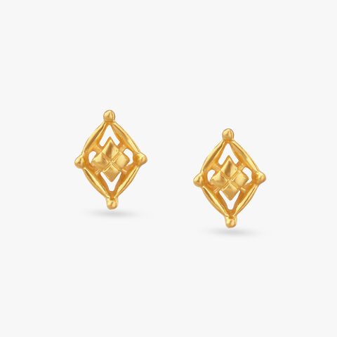 Little Swirls Gold Stud Earrings For Kids