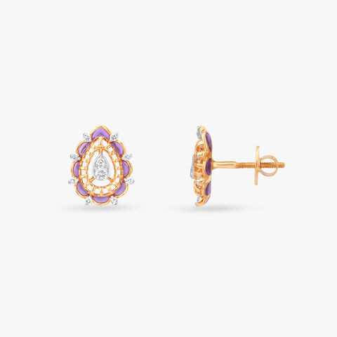 Violet Aura Diamond Stud Earrings