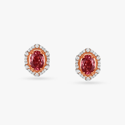 Raspberry Pops Diamond Stud Earrings