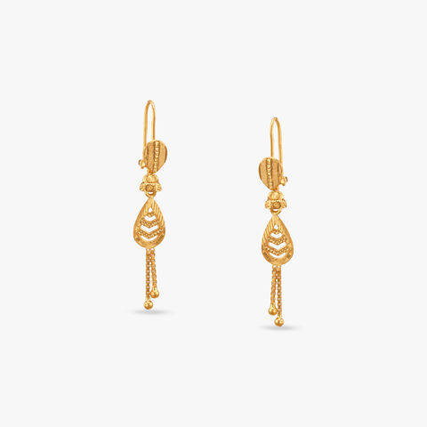 Chevron Teardrop Gold Hoop Earrings