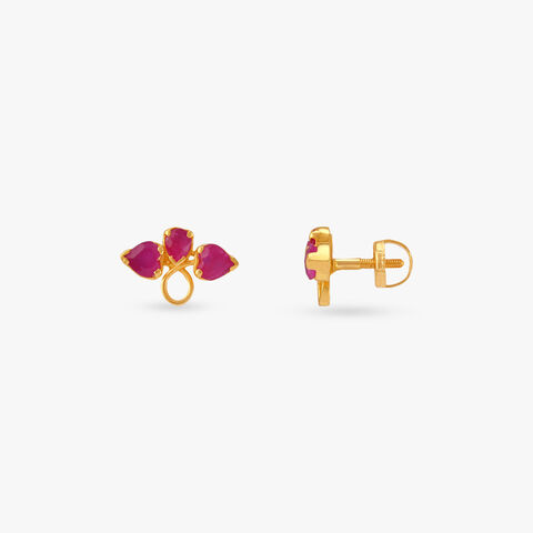 Scarlet Bloom Stud Earrings for Kids