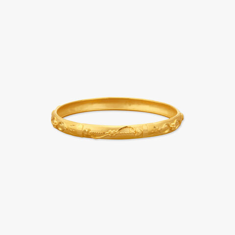 Leafy Gleam Gold Bangles for Kids