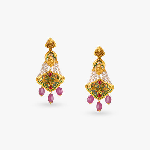Regal Blossom Gold Drop Earring