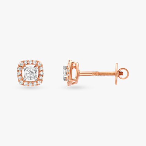 Square Diamond Stud Earrings