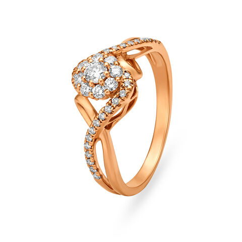 Wavy Floral Motif Diamond Finger Ring