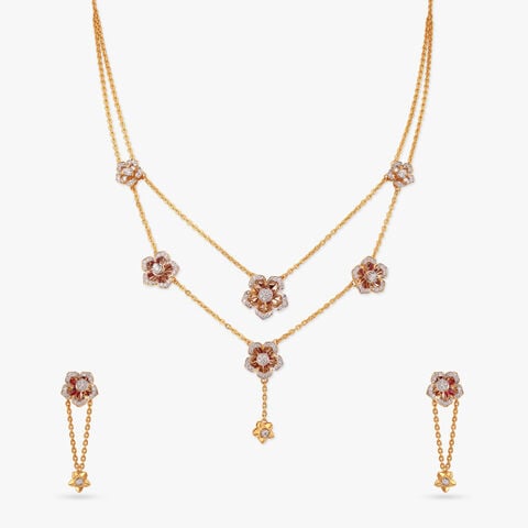 Whispering Blossoms Diamond Necklace Set